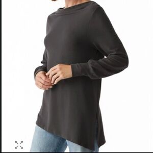 NWT Michael Stars Giulia Asymmetrical Top Madison Brushed Jersey Charcoal Size M